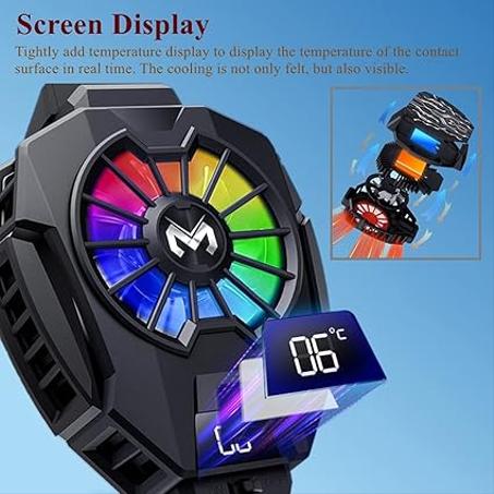 مبرد للجوال - مروحة تبريد من شبه موصل مع مشتت حرارة للالعاب والفيديو الحي ومدونة الفيديو تدعم الهواتف الذكية عرض 65-85 ملم بلون اسود كاستويف