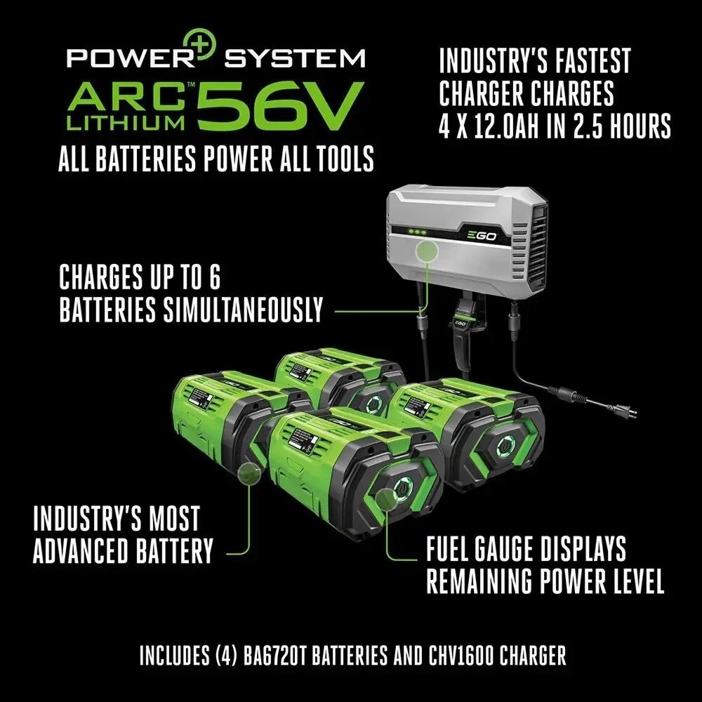 EGO POWER+ 42 Zero Turn Radius Lawn Mower Kit with e-STEER Technology with 4 x 12Ah Batteries & Charger
