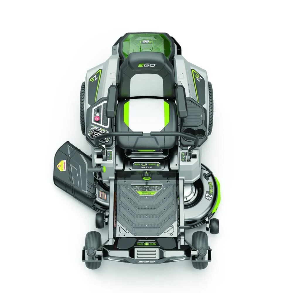 EGO POWER+ Z6 Zero Turn Riding Lawn Mower 42 with Four 56V ARC Lithium 10Ah Batteries and Charger