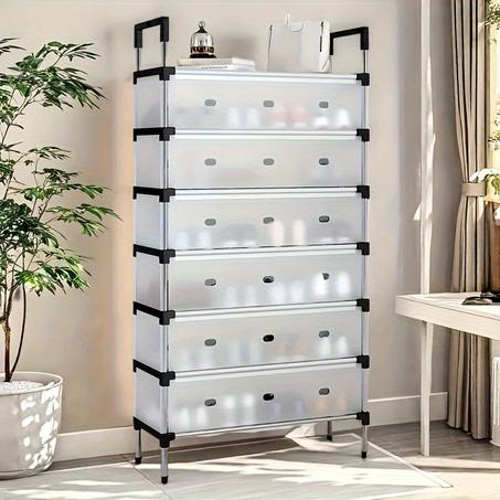 منظم أحذية بسبع طبقات قابل للطي مع غطاء غبار