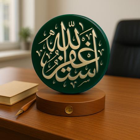 Trophée islamique – « أستغفر الله » en cuivre doré