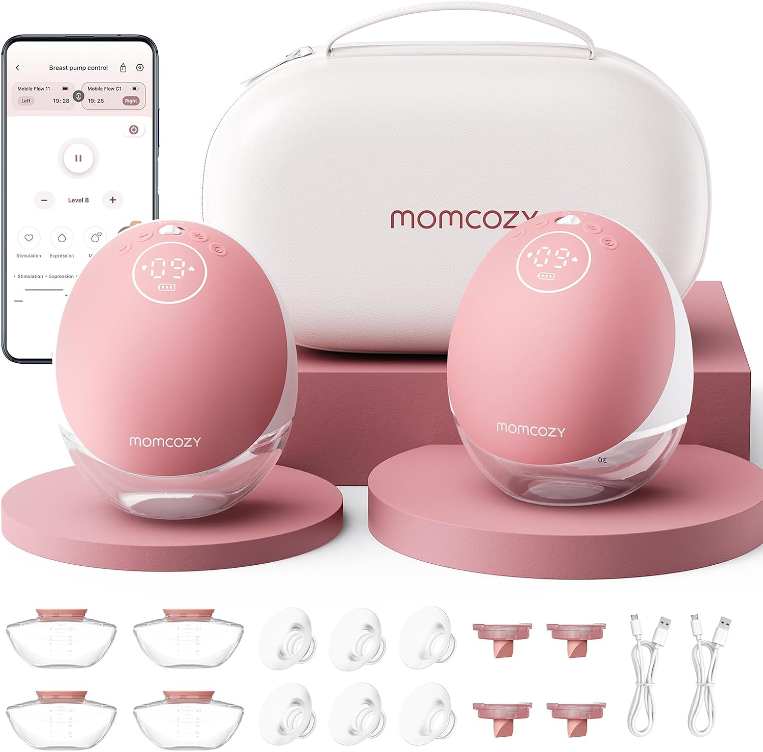 Momcozy Mobile Flow™ M9 Double – Lot de 2 Tire-laits Mains Libres Connectés