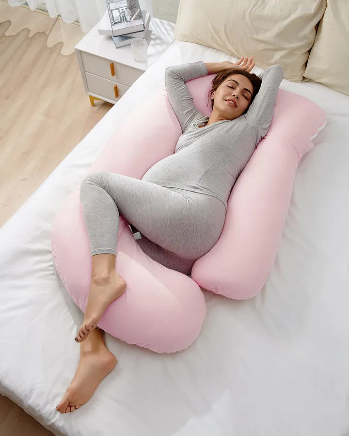 Momcozy – Coussin de Grossesse Full Body 145 cm – Rose Premium