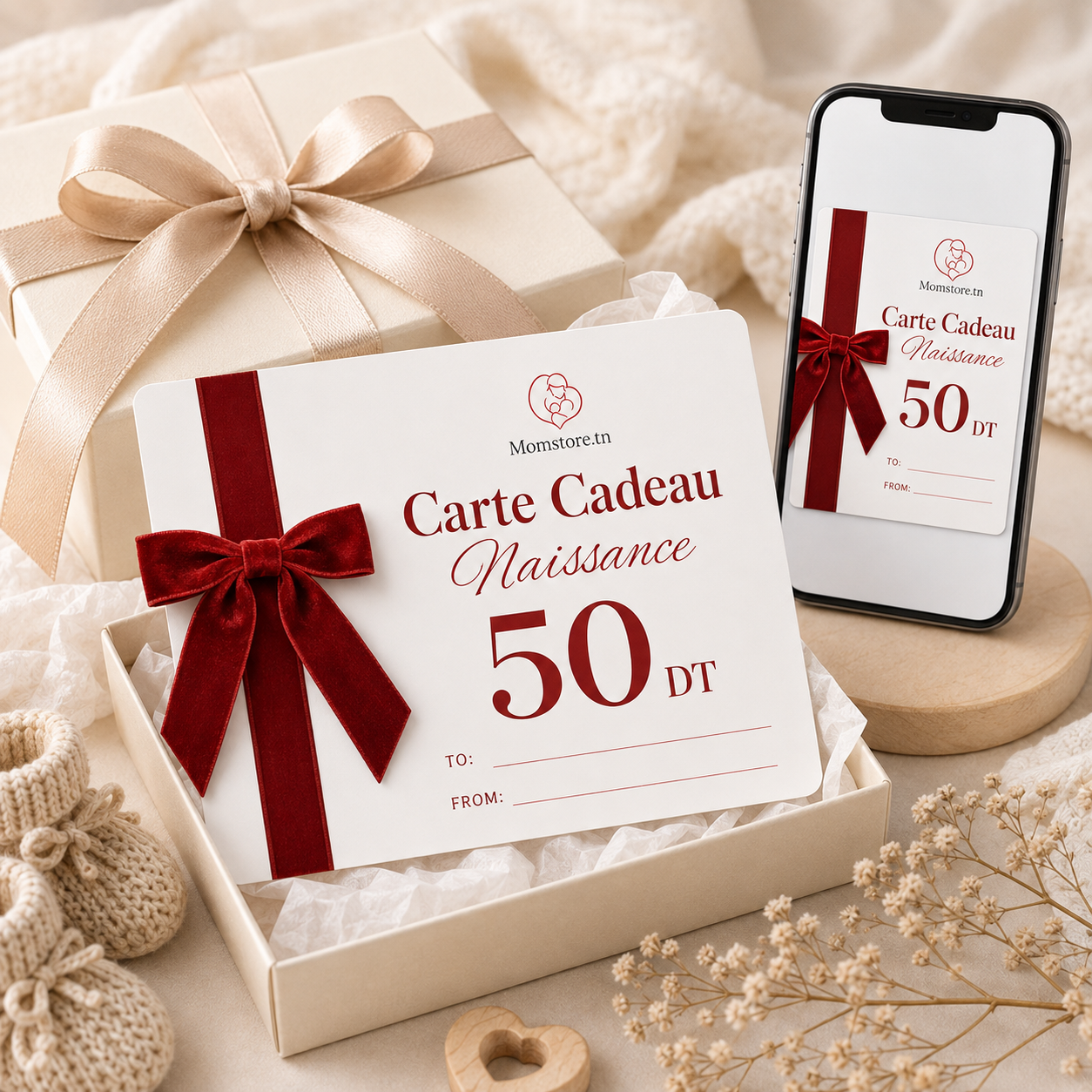 🎁 Carte Cadeau Naissance – 50 DT