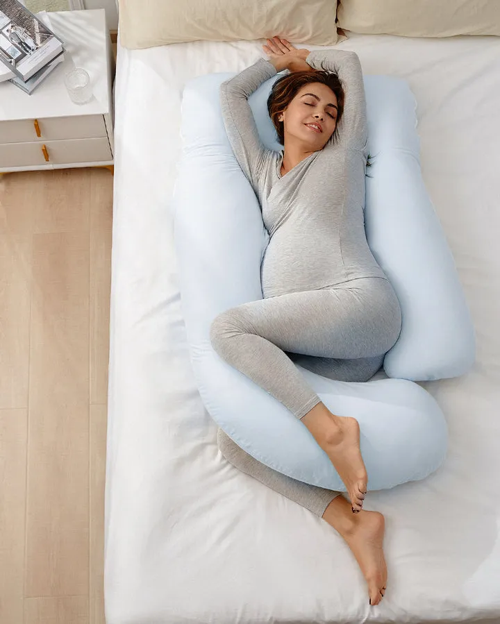 Momcozy – Coussin de Grossesse Full Body 145 cm – Light Blue Premium