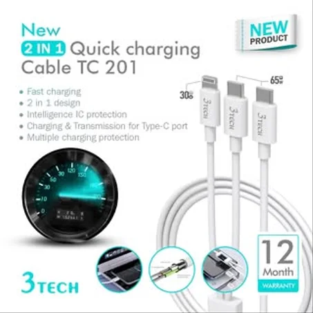 TC 201 " 2 in1 Cable iPhone & Type C "