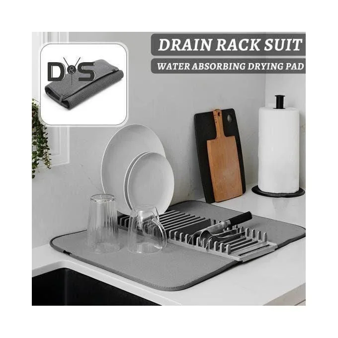 منظم أواني بعد الغسل بسجادة ماصّة وقابل للطي