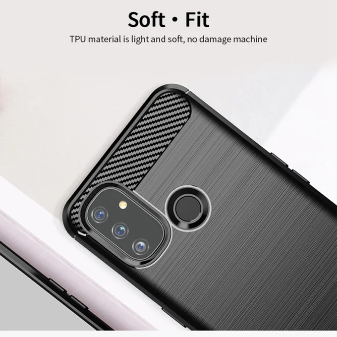Coque OnePlus Nord N100 Housse Etui Gel Motif Fibre Carbone Luxe TPU