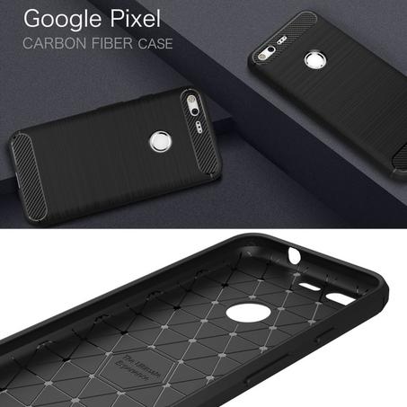 Coque TPU en fibre carbone pour Google Pixel 2/ Google Pixel2 couleur noir