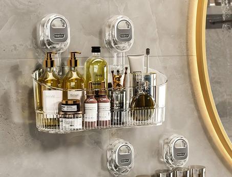 🧼 رف تخزين جداري شفاف متعدد الاستخدامات 📍 للحمام – المطبخ – غرفة النوم – المرحاض