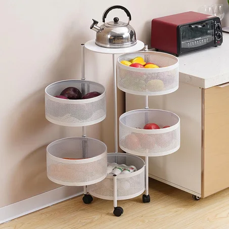 🛒 عربة تخزين متعددة الطوابق بسلال شبكية متعددة الاستخدامات🧺