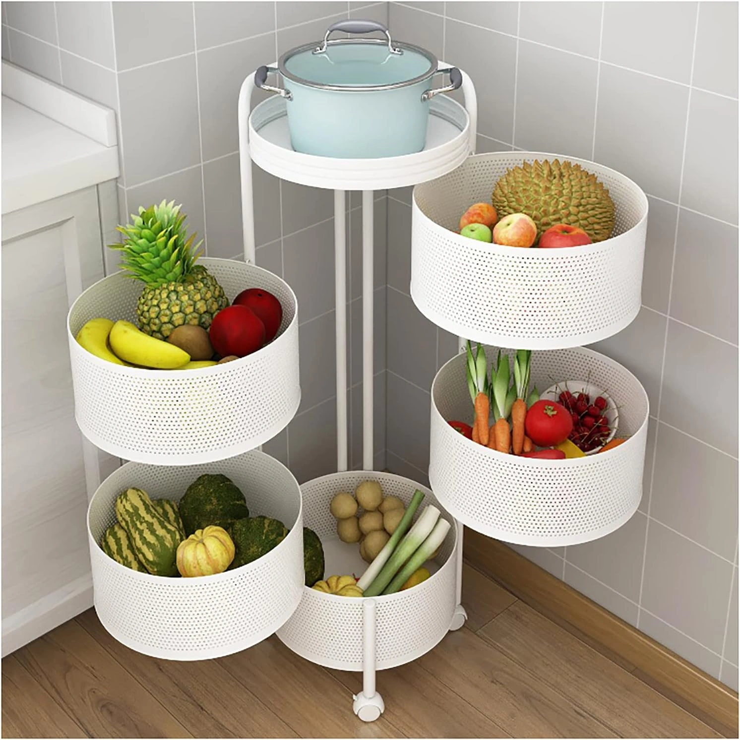 🛒 عربة تخزين متعددة الطوابق بسلال شبكية متعددة الاستخدامات