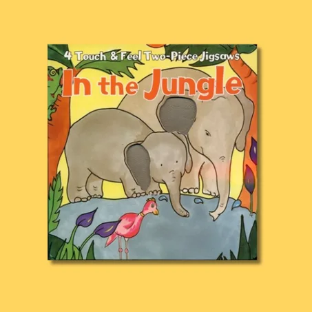 Livre à toucher en anglais - 4 Touch and Feel Two Piece Jigsaws - In The Jungle