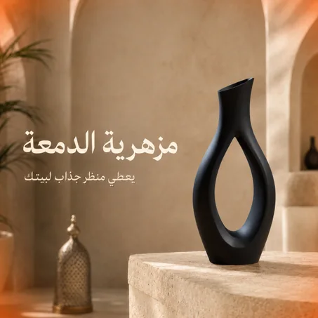 مزهرية الدمعة السوداء – فازة ديكور عصرية بتصميم مجوّف