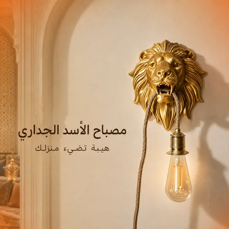 مصباح الأسد الجداري – إضاءة ديكورية بتصميم ملكي
