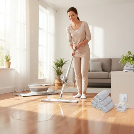 الممسحة السحرية المتطورة مع دلو قابل للطي وتوفير المساحة