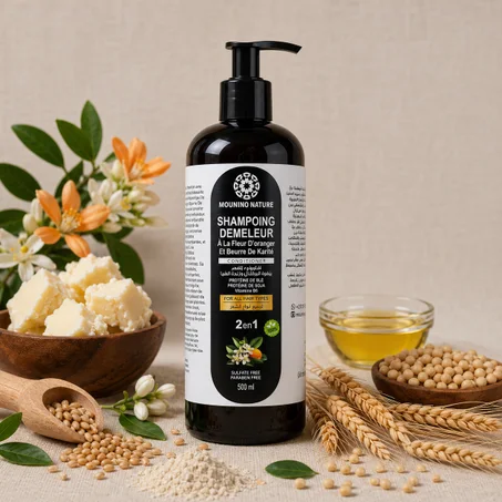 Shampooing demeleur à fleur d’oranger et beurre de karité