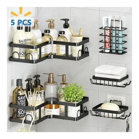 رفوف تنظيم للحمام 5 قطع بدون حفير