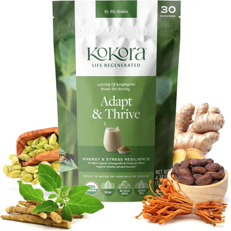 Adapt & Thrive - Polvo orgánico de raíz de Ashwagandha - Cordyceps con Rhodiola y raíz de maca - Energiza y promueve una respuesta saludable al estrés.* - Vegano, sin gluten, sin azúcar añadi