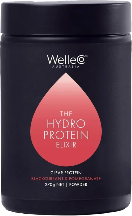 WelleCo HydroProtein Elixir, polvo de electrolito de potasio con 0.55 onzas de proteína vegana para energía, cabello saludable, piel y uñas, electrolitos en polvo fáciles de digerir, grosella