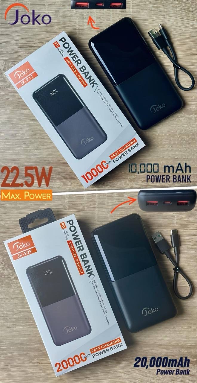 JoKo JK-P17 / JK-P29 – Power Bank à charge rapide 22.5W
