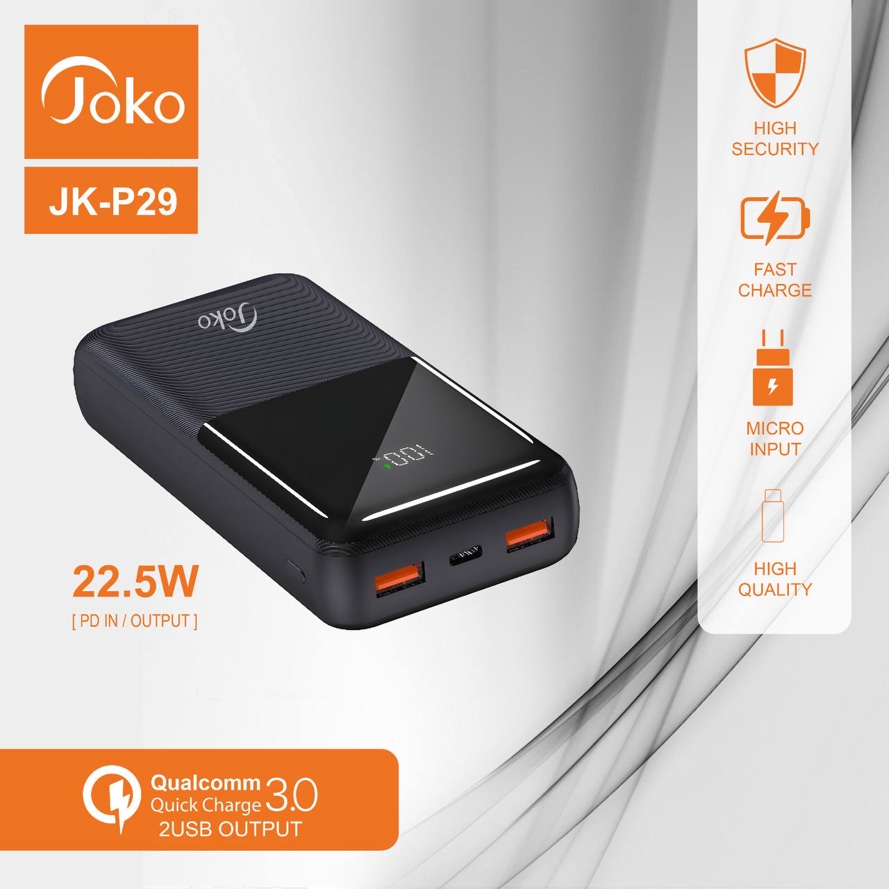 JoKo JK-P17 / JK-P29 – Power Bank à charge rapide 22.5W
