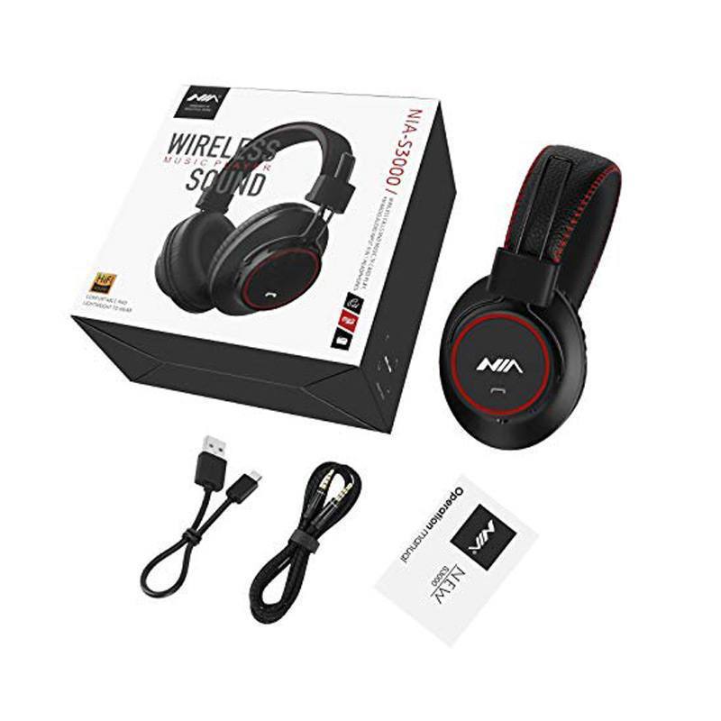 NIA S3000 – سماعة رأس لاسلكية قابلة للطي مع ميكروفون، AUX، بطاقة TF، وتشغيل MP3