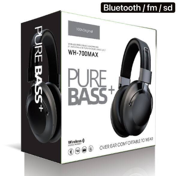 WH-700MAX – سماعة رأس لاسلكية بصوت Pure Bass+، تدعم Bluetooth، FM، و بطاقة SD