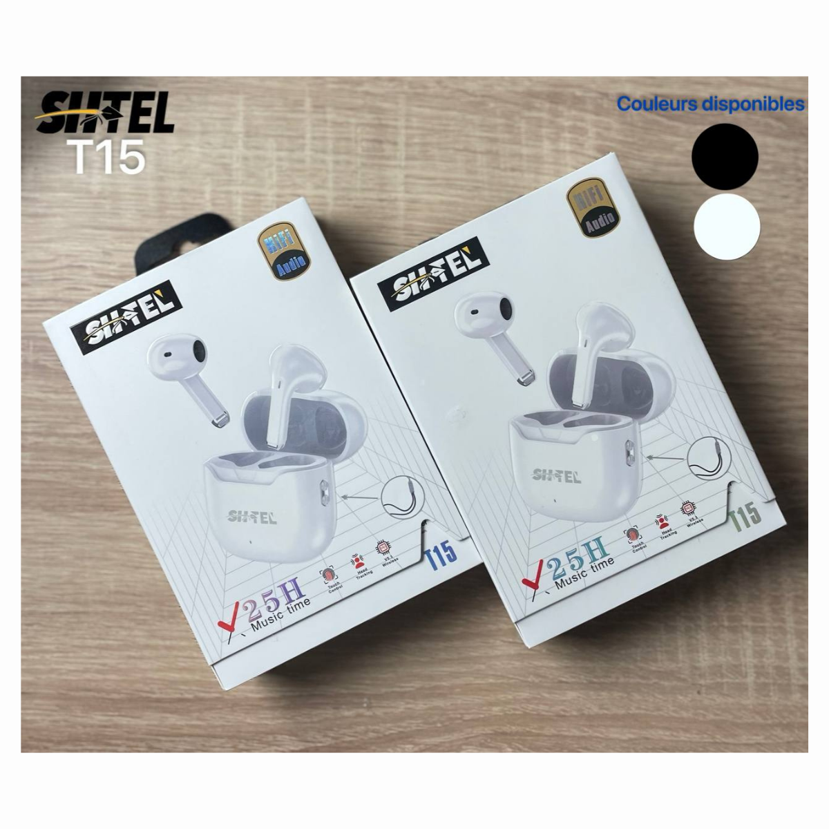 Shtel T15 – سماعات أذن لاسلكية بتقنية Bluetooth مع كابل Type-C (متوفرة باللون الأبيض والأسود)