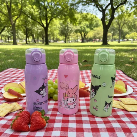 Gourde Étanche Enfant 650ml avec Paille & Poignée — Sans BPA, Anti-Fuite & Motifs Dessins Animés (École, Sorties & Sport)