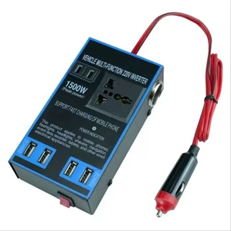 Convertisseur de Tension Auto 12V/24V vers 220V — Transformateur Voiture avec Ports USB & Prise Secteur