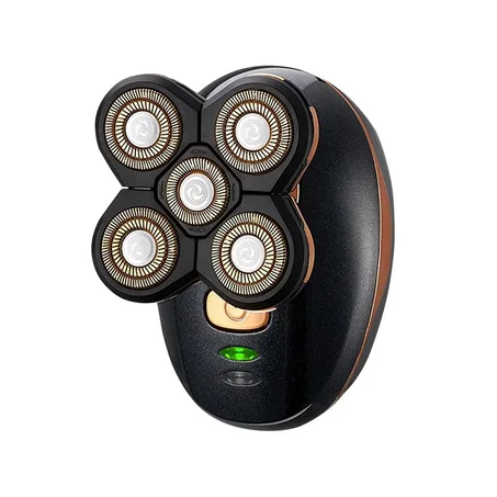 Rasoir Électrique Multifonction 5-en-1 pour Crâne & Barbe — Têtes Rotatives Flottantes, Waterproof (IPX5) & Rechargeable USB