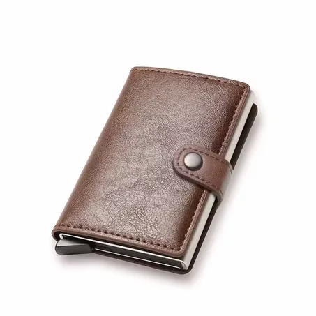 Portefeuille Homme en Cuir Véritable avec Porte-Cartes Pop-Up & Protection Anti-Piratage RFID