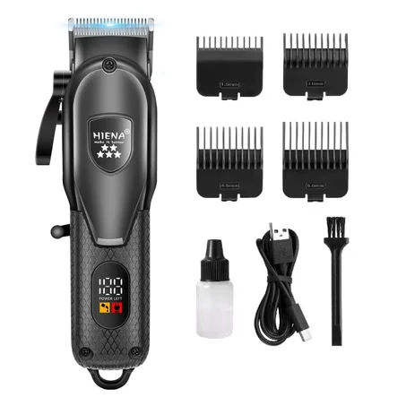 Tondeuse Professionnelle Sans Fil avec Écran LED Numérique — Barbe, Cheveux & Dégradés