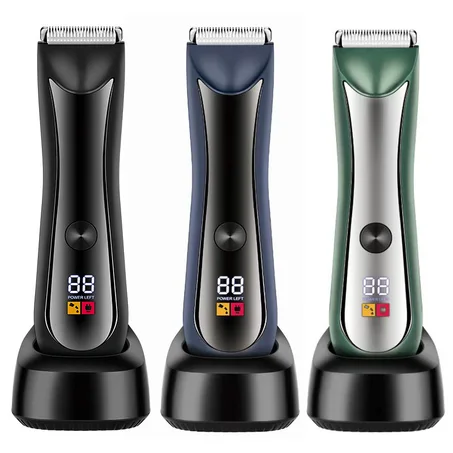 Tondeuse Électrique Multifonction Corps & Barbe avec Écran LED — Lame Céramique Sécurisée & Étanche IPX7
