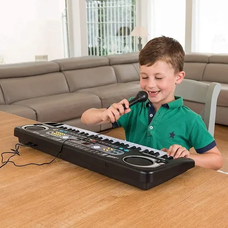 Piano Synthétiseur Électronique 54 Touches avec Microphone — 100 Tonalités, 100 Rythmes & Enregistrement