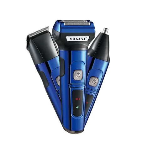 Tondeuse & Rasoir Homme 3-en-1 SOKANY 9985 — Barbe, Cheveux & Nez/Oreilles, Rechargeable USB