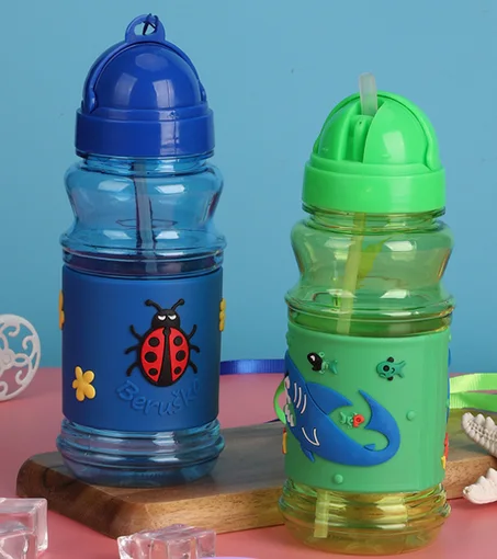 PACK Gourde Enfant Intelligente 400ml avec Paille & Sangle — Anti-Fuite, Sans BPA & Design Dessin Animé