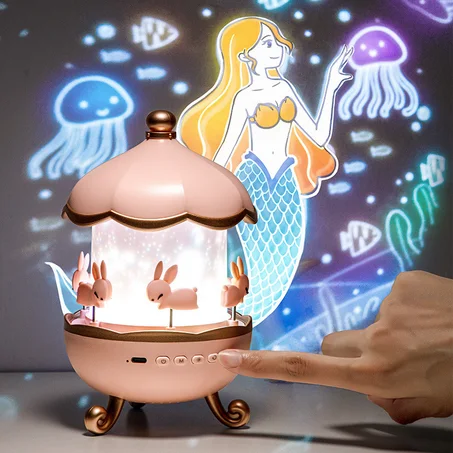 Projecteur Ciel Étoilé Boîte à Musique 3-en-1 — Veilleuse Bébé Rotative avec Films Dinterchangeables & Enceinte Bluetooth (Chambre Enfant & Cadeau)