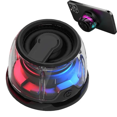 Mini Enceinte Bluetooth Magnétique RGB avec Micro — Waterproof, Caisson de Basses & Support Téléphone