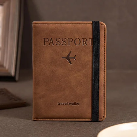 Protège-Passeport Anti-Piratage RFID & Portefeuille de Voyage 3-en-1 — Étui Pratique en Cuir PU pour Passeport, Cartes & Billets