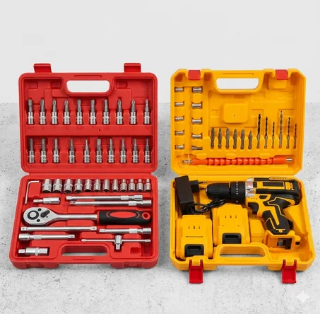 🛠️ طقم الأدوات المتكامل 2 في 1: الشنيور اللاسلكي + حقيبة الراكليت (46 قطعة) 🛠️