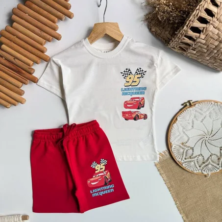 طقم للأولاد موضة صيفي lightning McQueen ⚡🚗