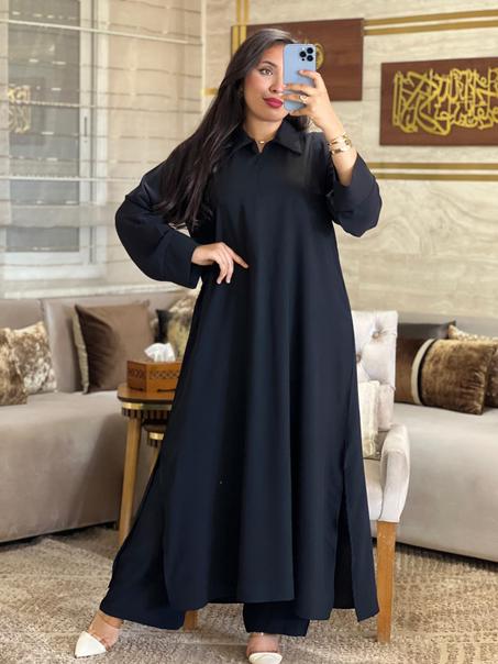 طقم نسائي قطعتين بقماش كريب – أناقة وراحة يومية