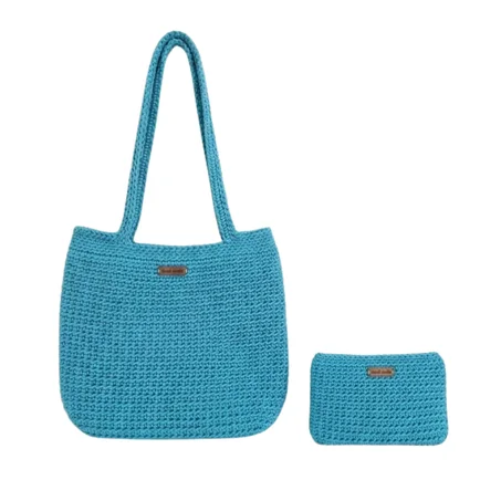 Bundle Deniz : Sac Cabas + Pochette – Couleur Bleu Turquoise