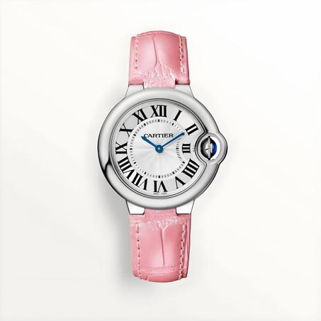 Montre Ballon Bleu de Cartier en cuir Rose