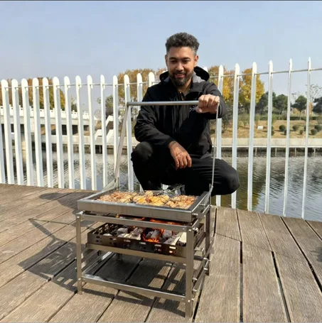 Barbecue rotatif en acier inoxydable,  Flip Bbq Grills, barbecue 2026 pour la cuisine en plein air,  pour les fête
