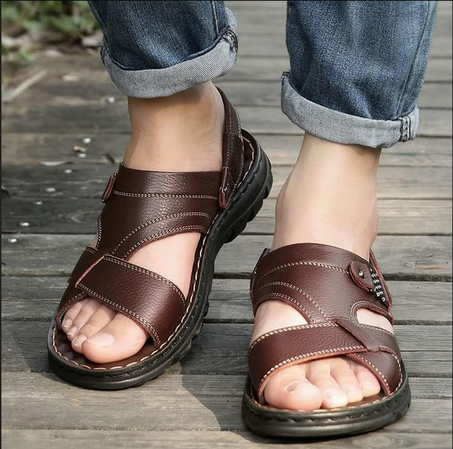 Sandales pour Hommes Sandales en Cuir d'été Chaussures de Plage décontractées Chaussures Confortables