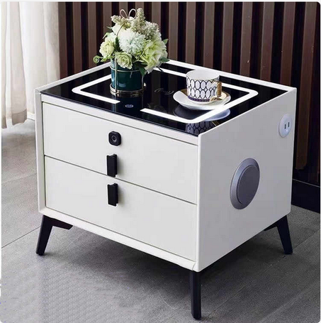 Table intelligent avec haut-parleur Bluetooth lumineuse qui recharge ton portable