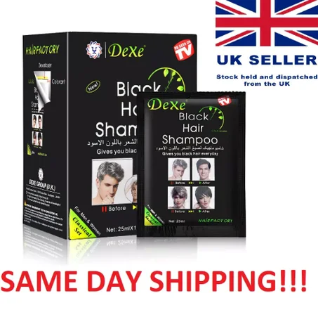 10 PCS Shampooing Cheveux Noirs pour Hommes Femmes, Teinture Instantanée Cheveux Shampoing aux Ingrédients Naturels